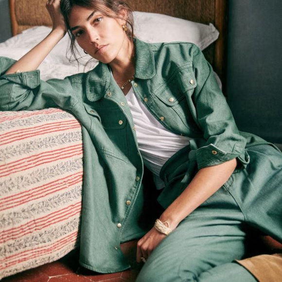 Sezane Jackets & Blazers - NWOT Sezane Denis Jean Jacket Jade Size 6